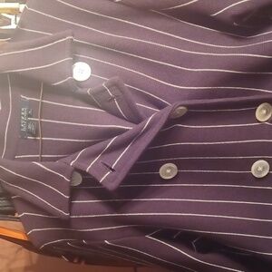 New double-breasted knit jacket.